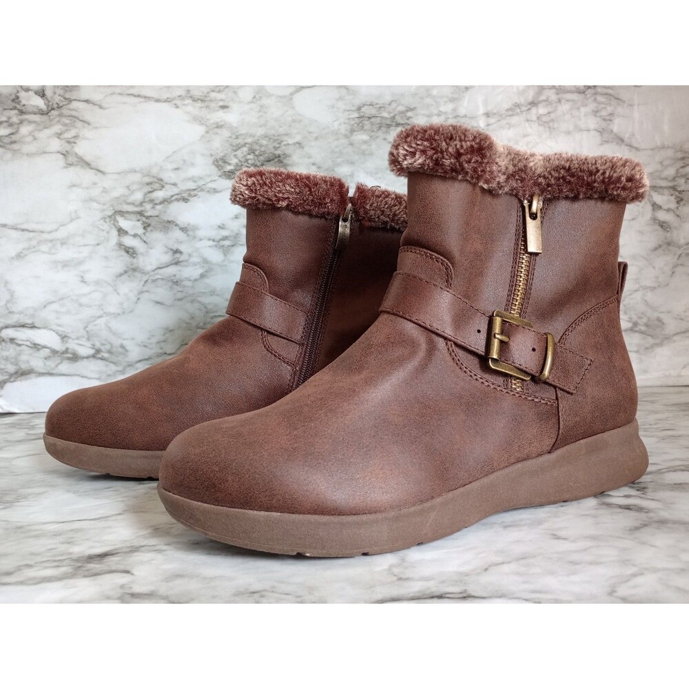 Bjorndal Phoebe Brown Faux Leather Faux Fur Lined Winter Boots Size 9.5